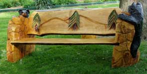 Bench with Pine Tree Back