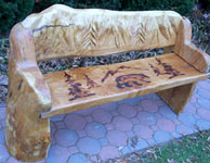 Bench with Carved Mountains  & Bear Stencil