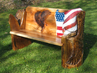 Bench with Eagles & American Flag